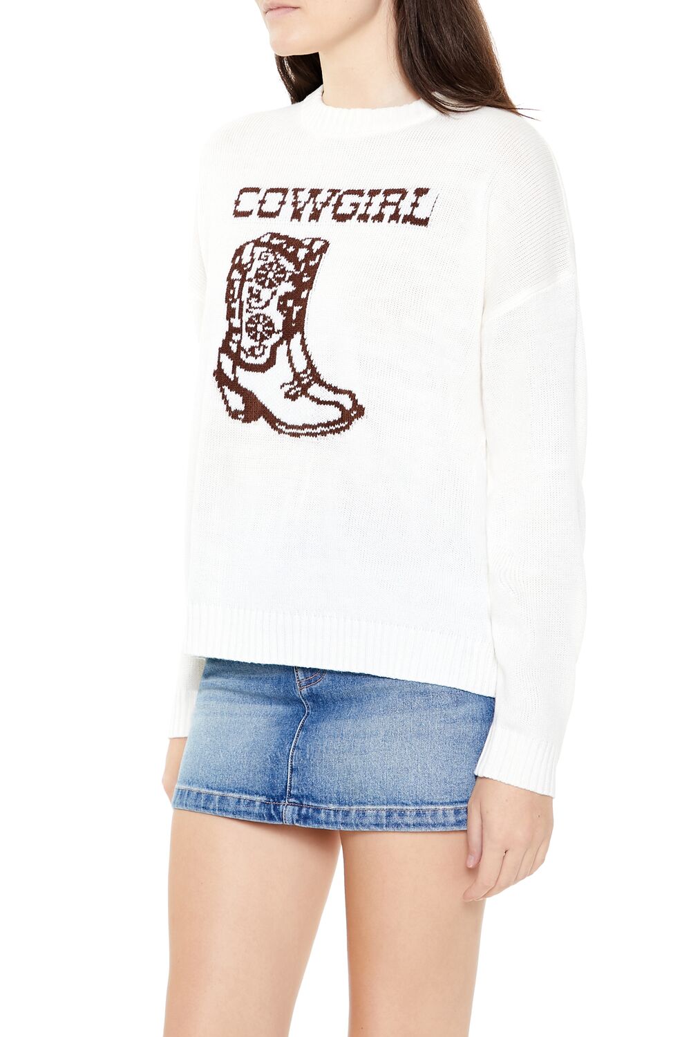  Forever 21 Cowgirl Graphic Sweater - white multi - Bonton