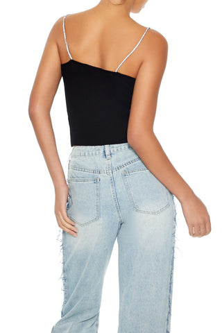 Sweater-Knit Metallic Bow Cami