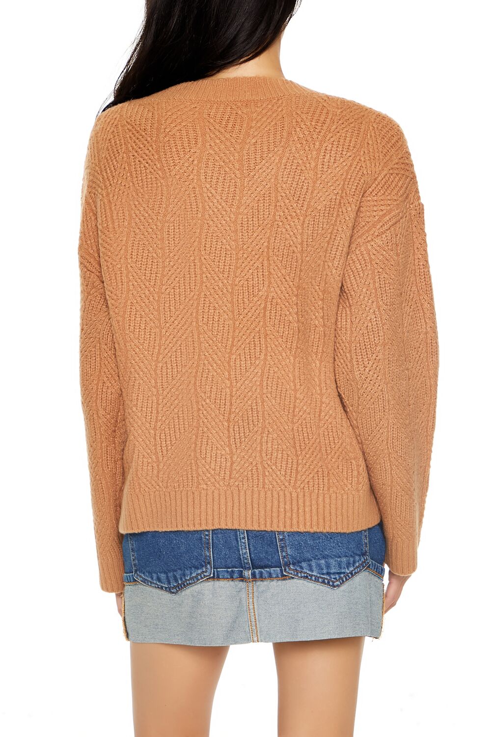  Forever 21 Geo V-Neck Drop-Sleeve Sweater - camel - Bonton