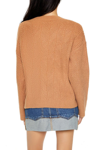 Geo V-Neck Drop-Sleeve Sweater