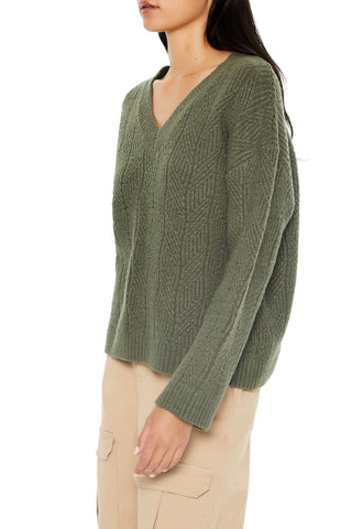 Geo V-Neck Drop-Sleeve Sweater