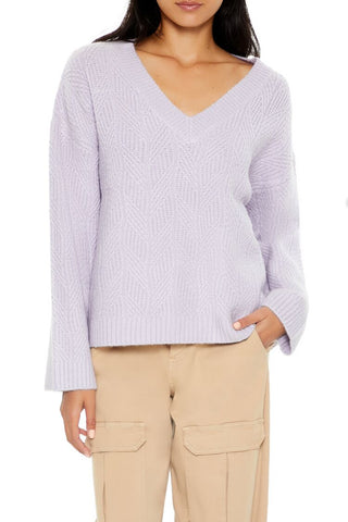 Geo V-Neck Drop-Sleeve Sweater