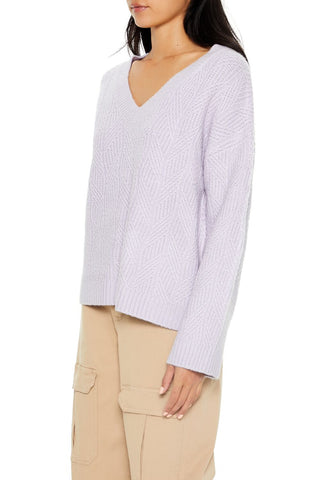 Geo V-Neck Drop-Sleeve Sweater
