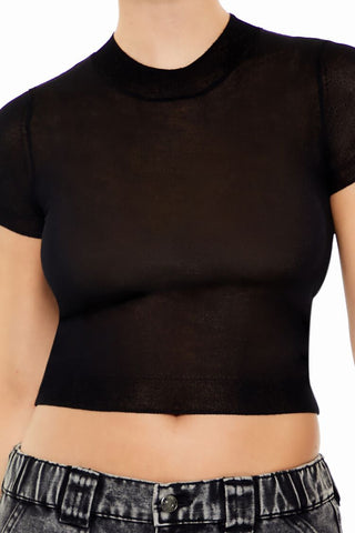 Cropped Sweater-Knit Tee
