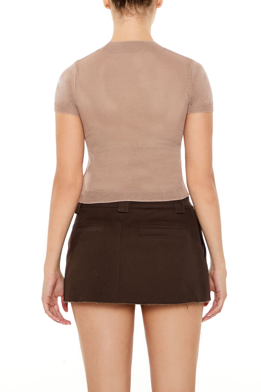  Forever 21 Cropped Sweater-Knit Tee - black - Bonton