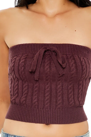 Cable Knit Cropped Tube Top