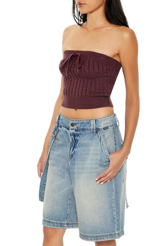 Cable Knit Cropped Tube Top