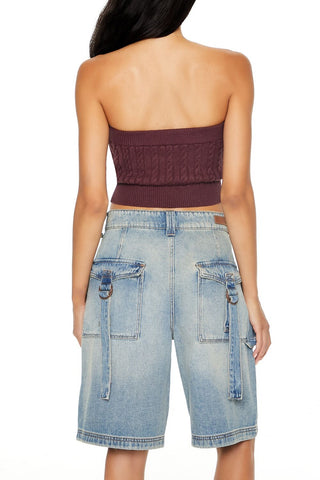 Cable Knit Cropped Tube Top