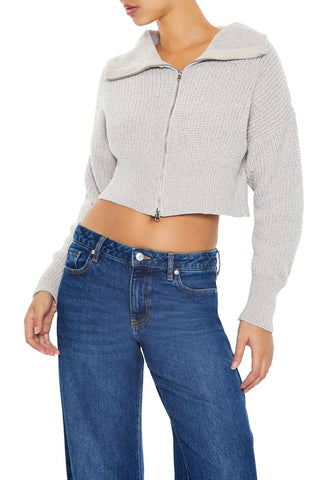 Cropped Zip-Up Sweater