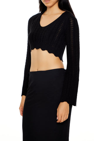 Lace-Up Cropped Sweater