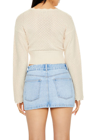 Textured Surplice Cropped Sweater