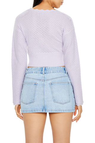 Textured Surplice Cropped Sweater