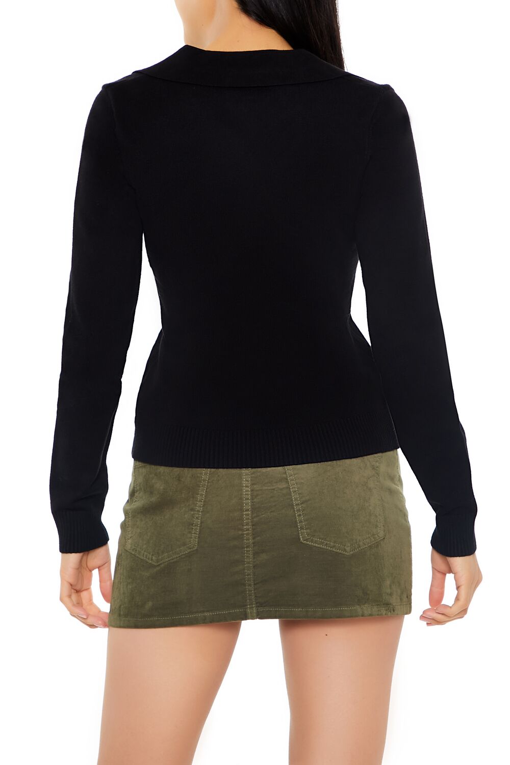  Forever 21 Ribbed Split-Hem Sweater - black - Bonton