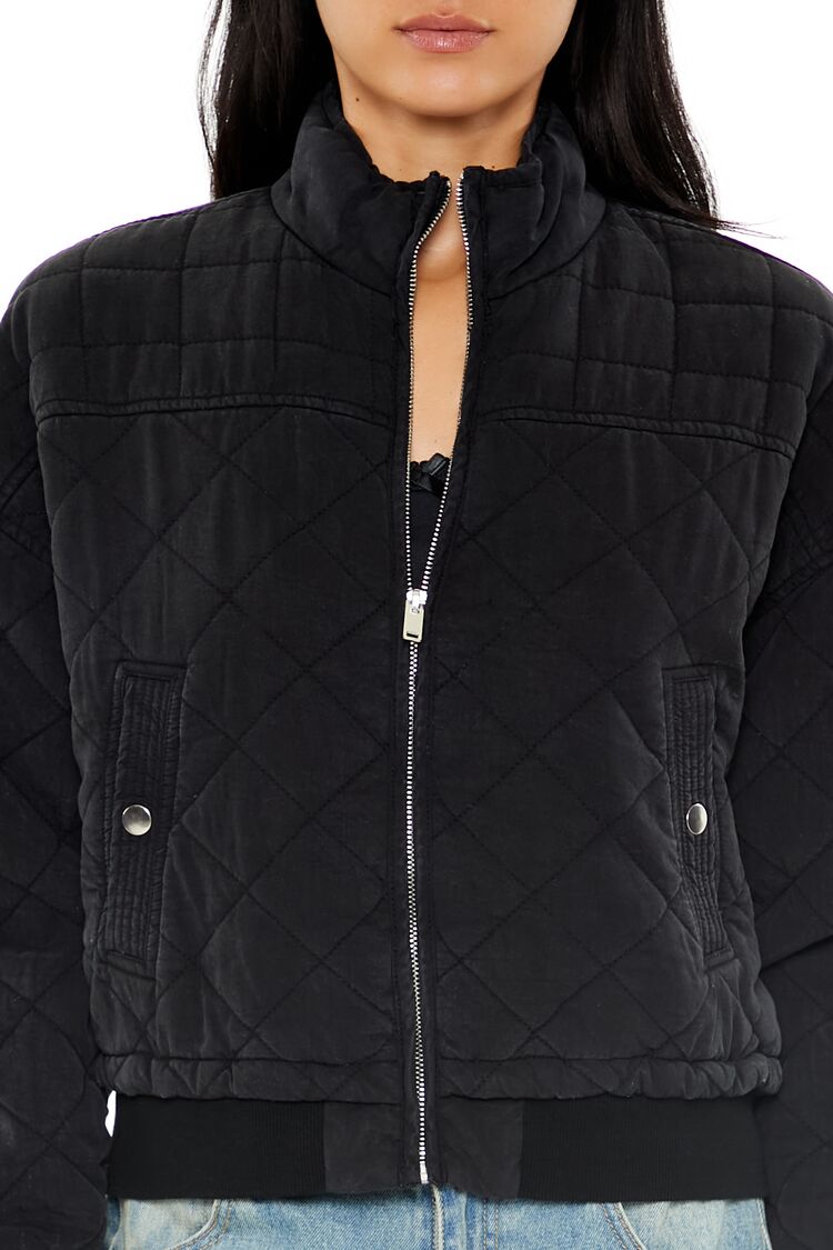  Forever 21 Quilted Zip-Up Bomber Jacket - camel - Bonton