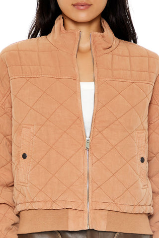 Quilted Zip-Up Bomber Jacket