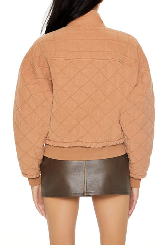 Quilted Zip-Up Bomber Jacket