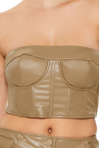 Faux Leather Tube Crop Top