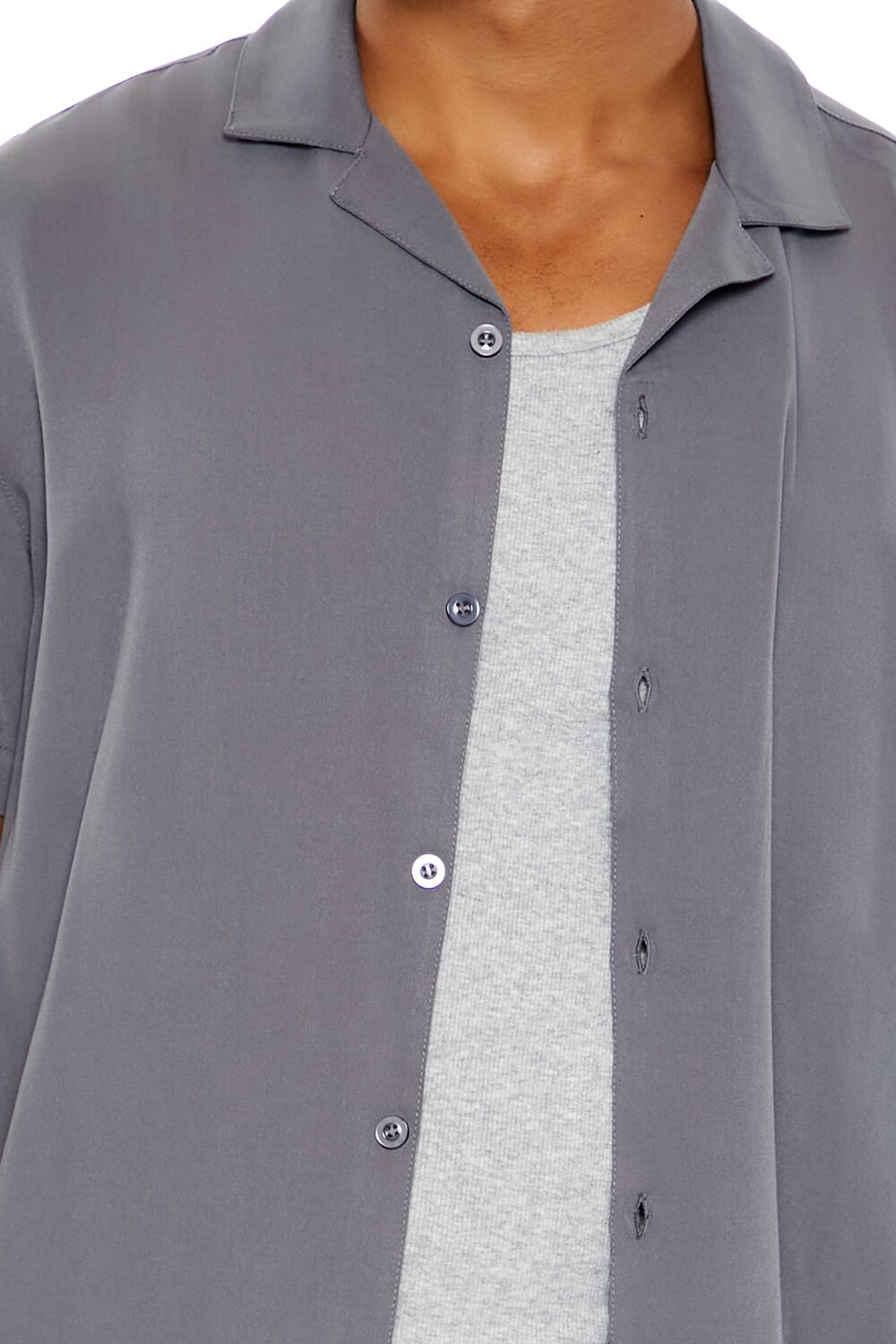  Forever 21 Rayon Cuban-Collar Shirt - grey - Bonton