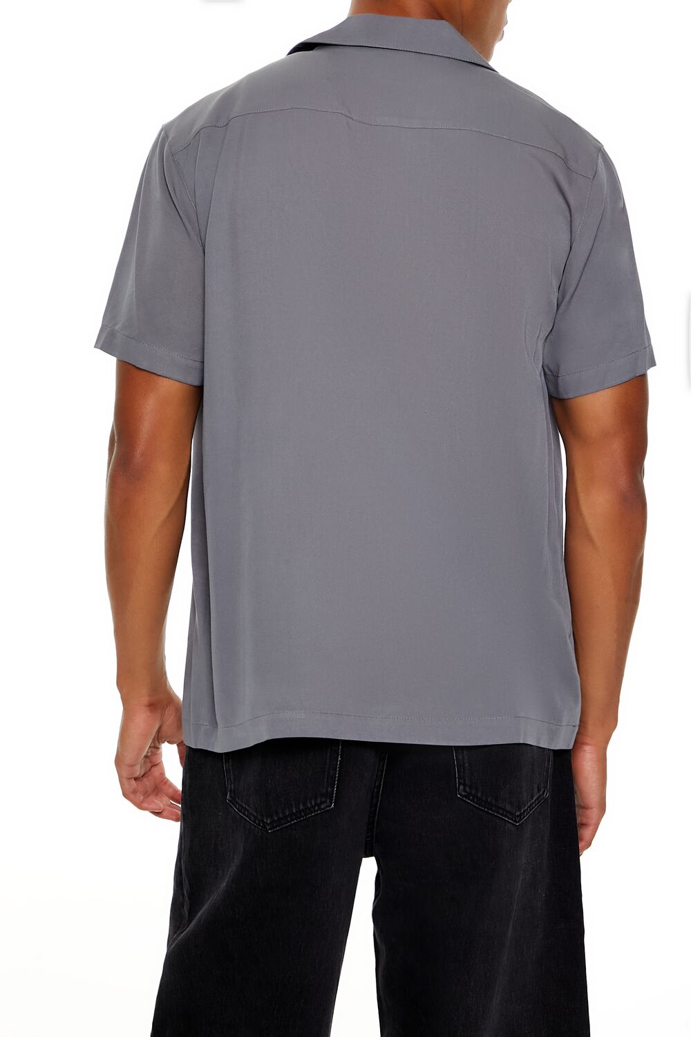  Forever 21 Rayon Cuban-Collar Shirt - grey - Bonton