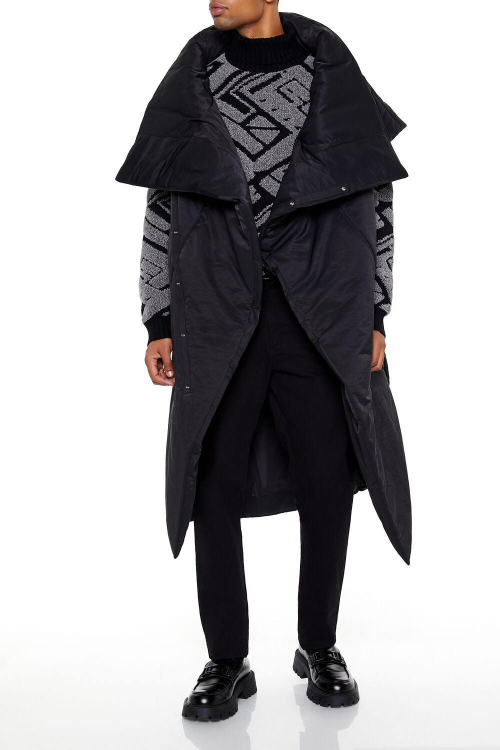  Forever 21 Longline Wrap Puffer Vest - black-swatch - Bonton