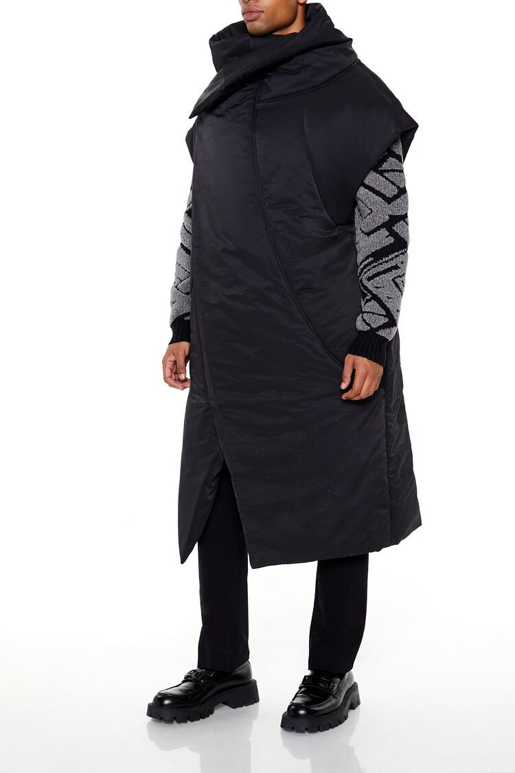  Forever 21 Longline Wrap Puffer Vest - black-swatch - Bonton