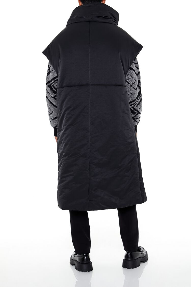  Forever 21 Longline Wrap Puffer Vest - black-swatch - Bonton