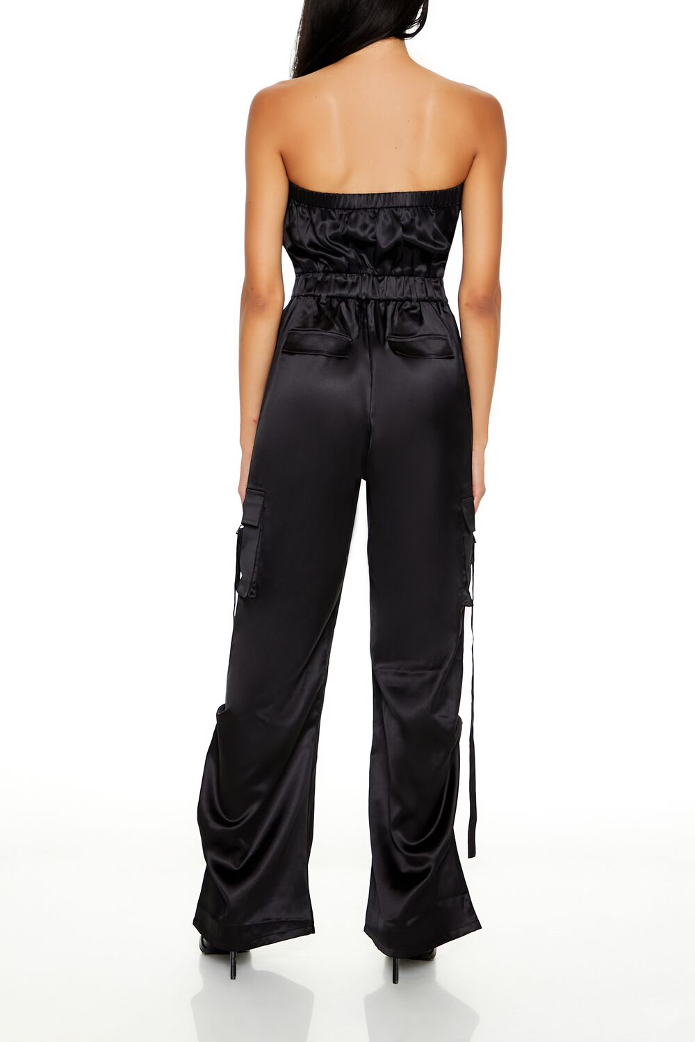  Forever 21 Strapless Zip-Up Cargo Jumpsuit - black - Bonton