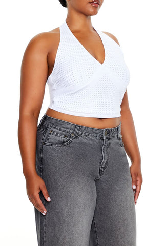Plus Size Rhinestone Halter Top