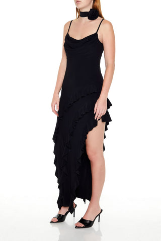 Asymmetrical Ruffle Maxi Dress