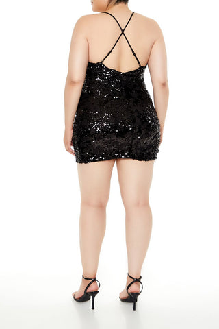 Plus Size Sequin Cami Mini Dress