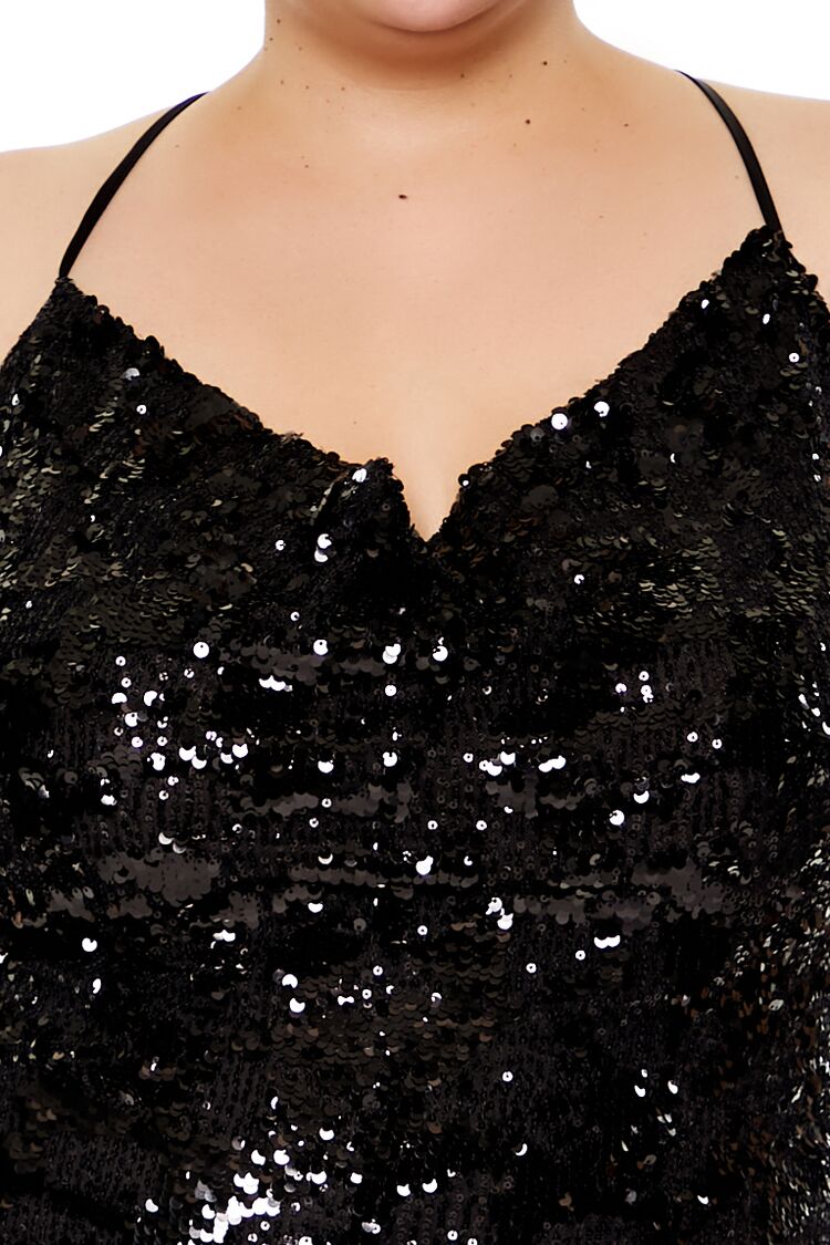  Forever 21 Plus Size Sequin Cami Mini Dress - black - Bonton