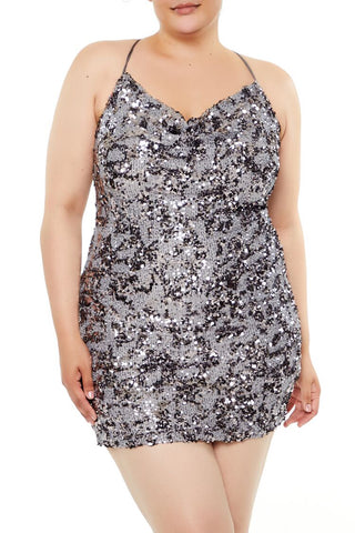 Plus Size Sequin Cami Mini Dress