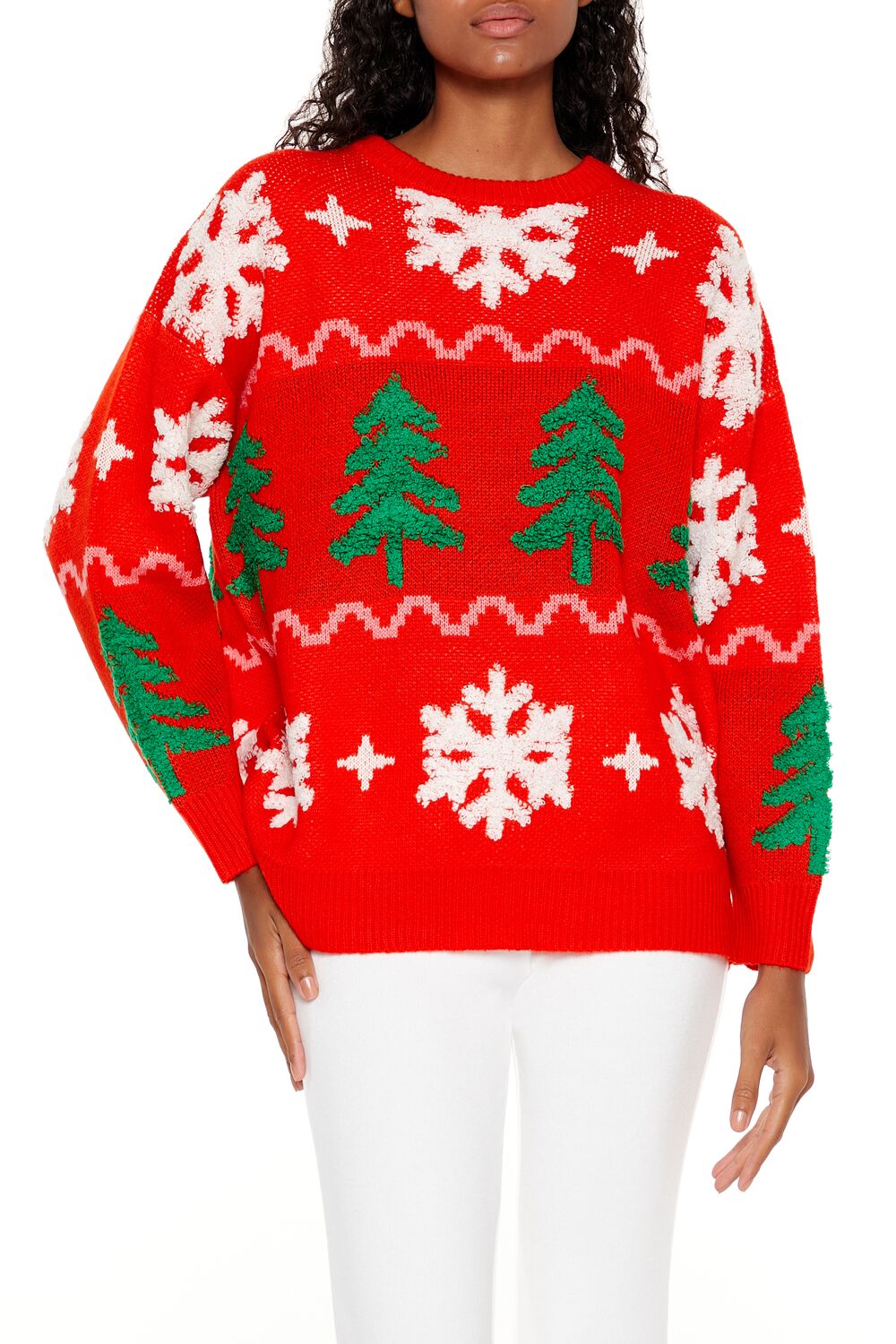  Forever 21 Christmas Tree Fair Isle Sweater - red multi - Bonton