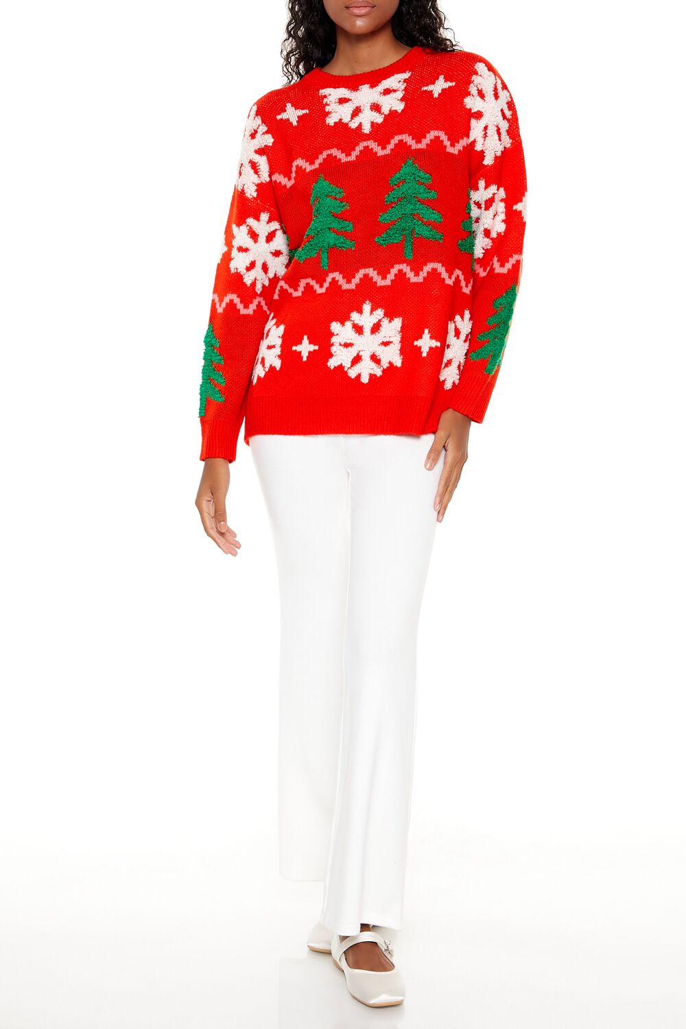  Forever 21 Christmas Tree Fair Isle Sweater - red multi - Bonton