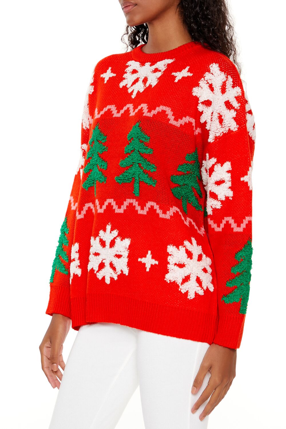  Forever 21 Christmas Tree Fair Isle Sweater - red multi - Bonton