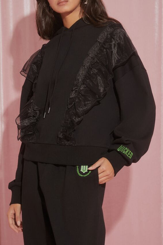  Forever 21 Wicked Witch Ruffle Hoodie - black multi - Bonton