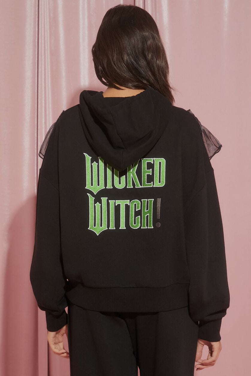 Forever 21 Wicked Witch Ruffle Hoodie - black multi - Bonton