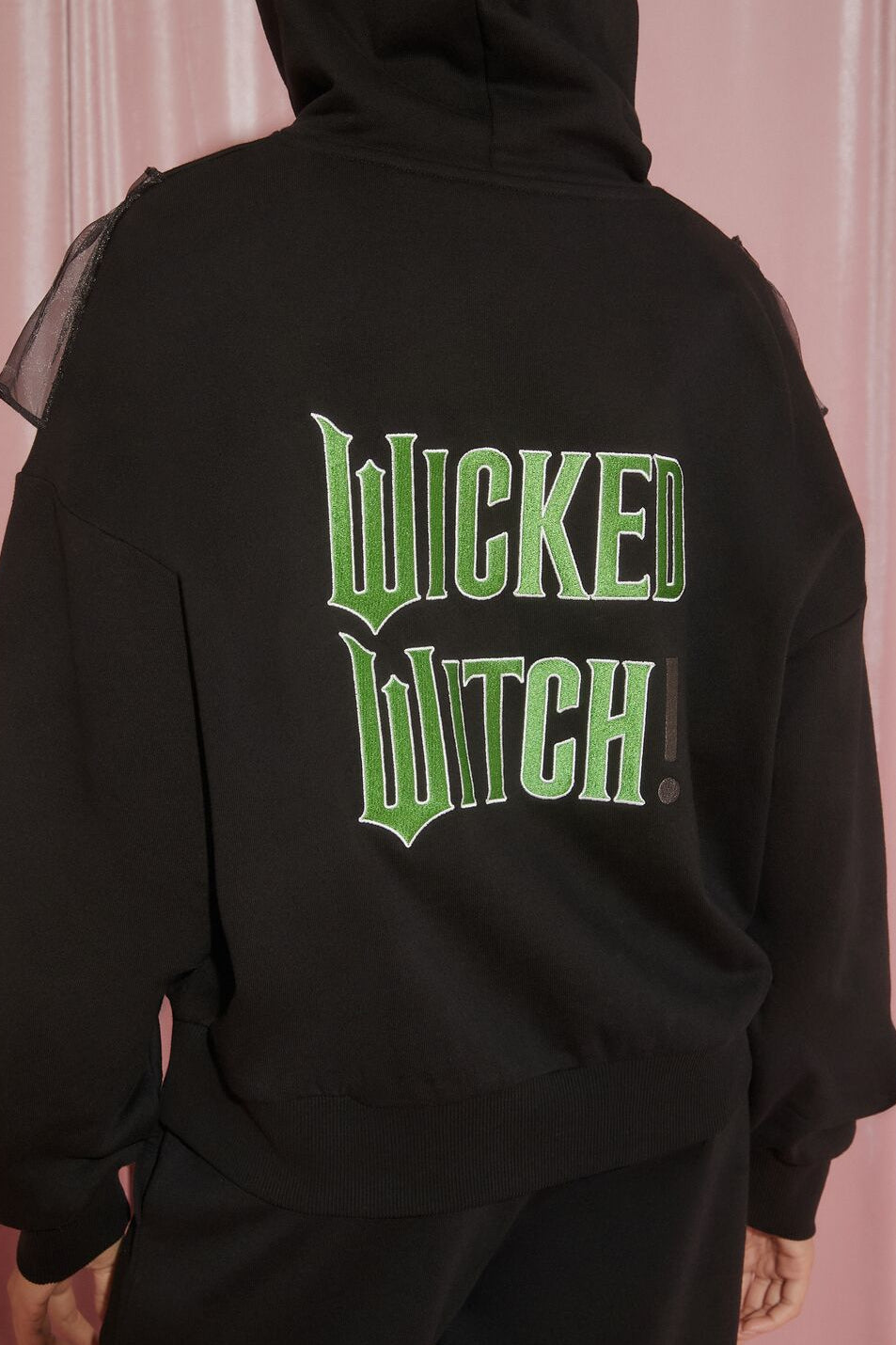  Forever 21 Wicked Witch Ruffle Hoodie - black multi - Bonton