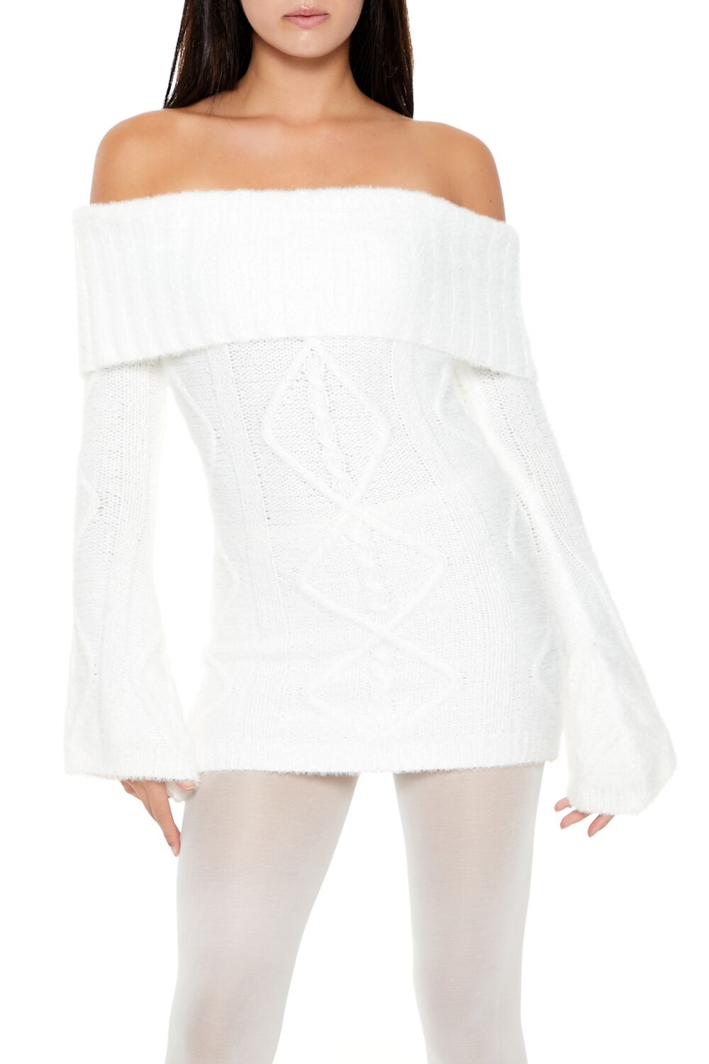 Off-the-Shoulder Mini Sweater Dress EGRET / L Off-the-Shoulder Mini Sweater Dress EGRET / L