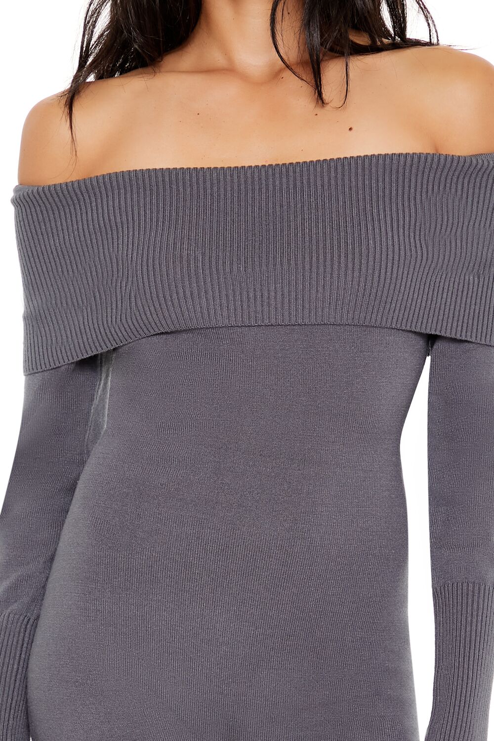  Forever 21 Sweater-Knit Off-the-Shoulder Romper - black - Bonton