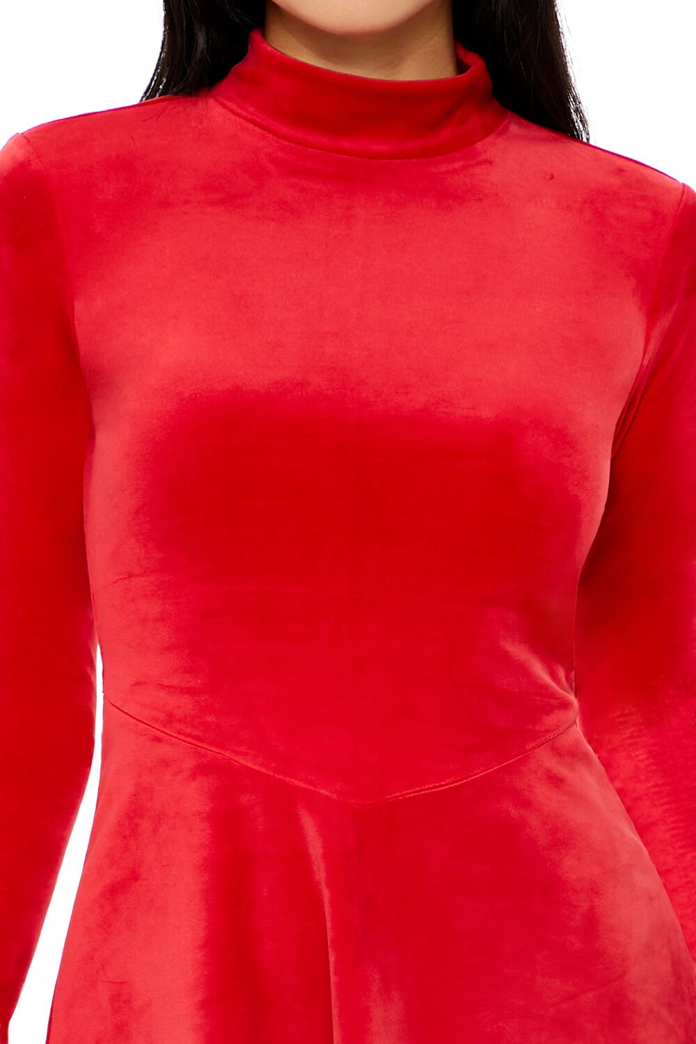  Forever 21 Velour Skater Mini Dress - dark-red-swatch - Bonton