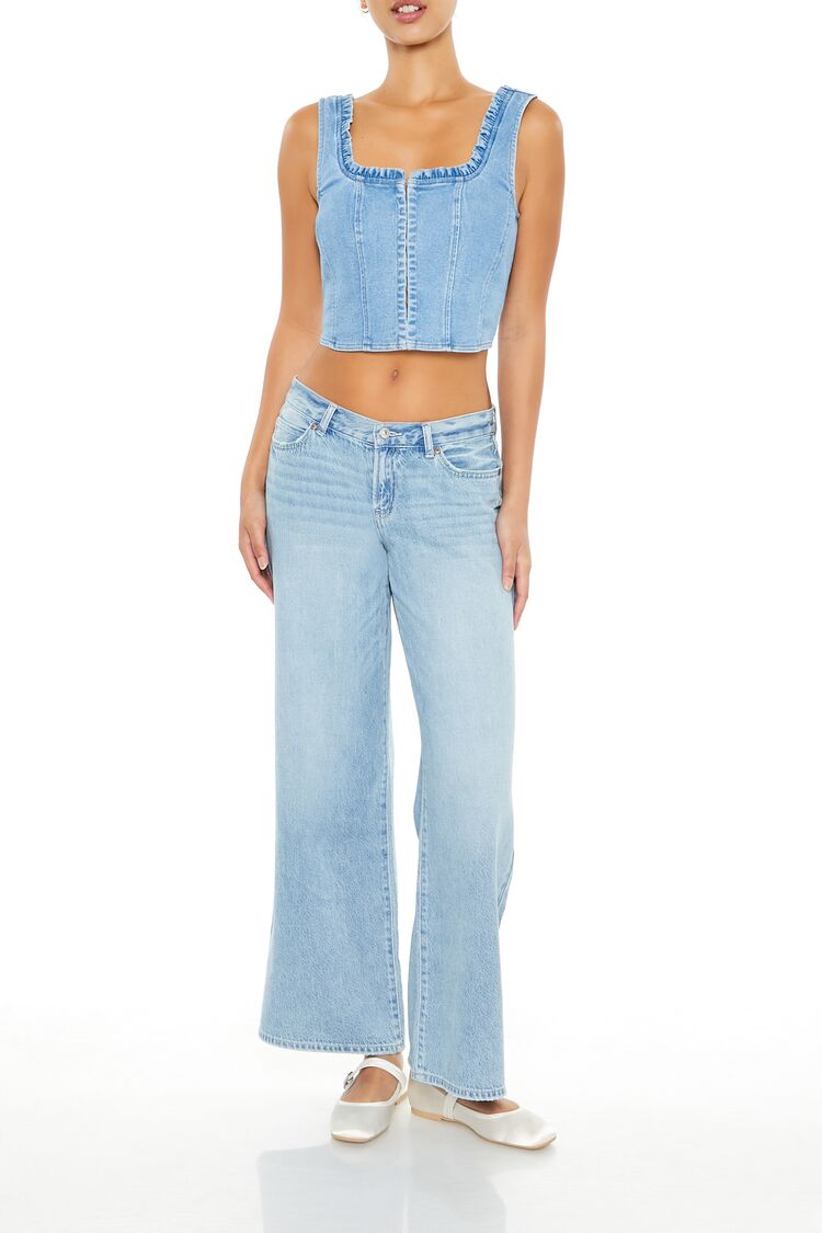  Forever 21 Denim Bustier Crop Top - light denim - Bonton