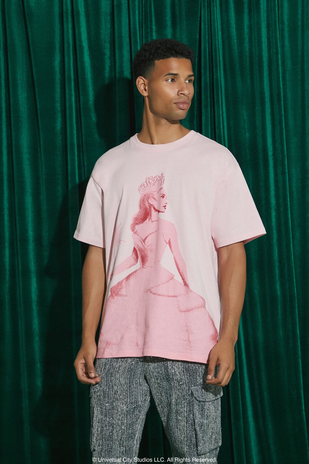 Forever 21 Wicked Glinda Embroidered Tee - pink multi - Bonton