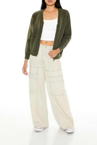 Drop-Sleeve Zip-Up Sweater