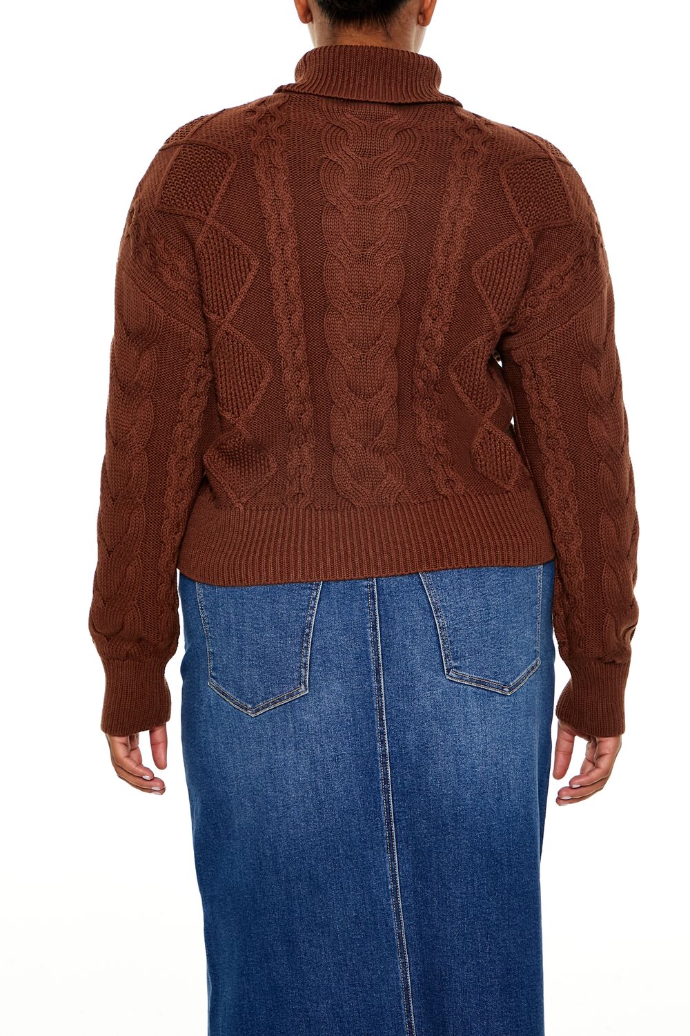 Forever 21 Plus Size Cable Knit Turtleneck Sweater - brown - Bonton