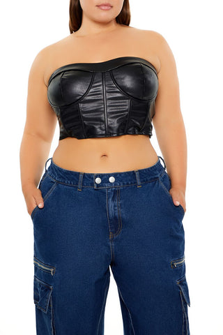 Plus Size Faux Leather Tube Top