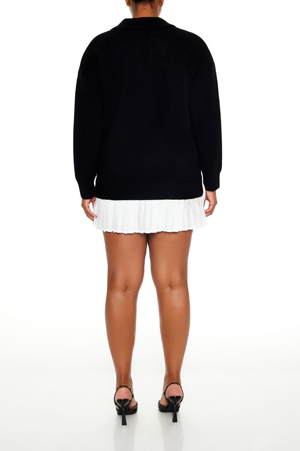  Forever 21 Plus Size Combo Sweater Dress - black-white - Bonton