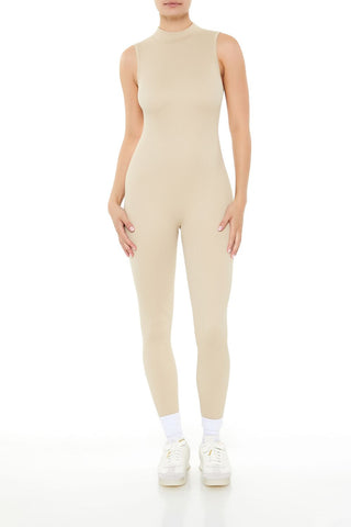 Sleeveless Mock Neck Jumpsuit