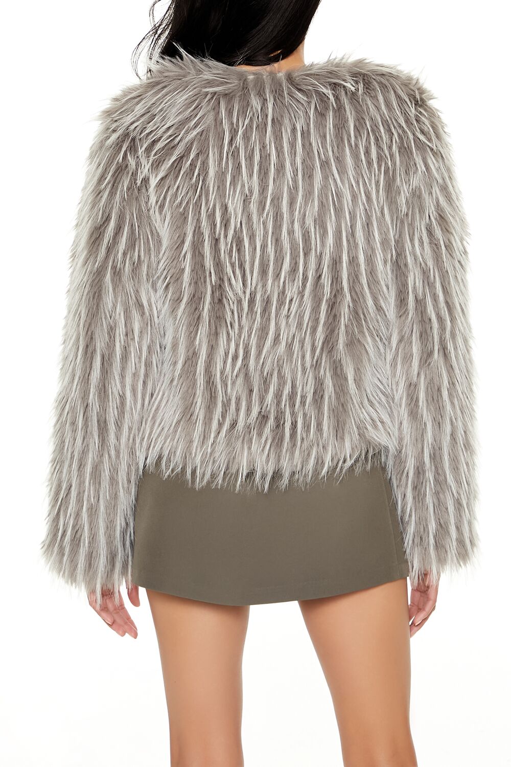  Forever 21 Cropped Faux Fur Coat - grey-multi-swatch - Bonton