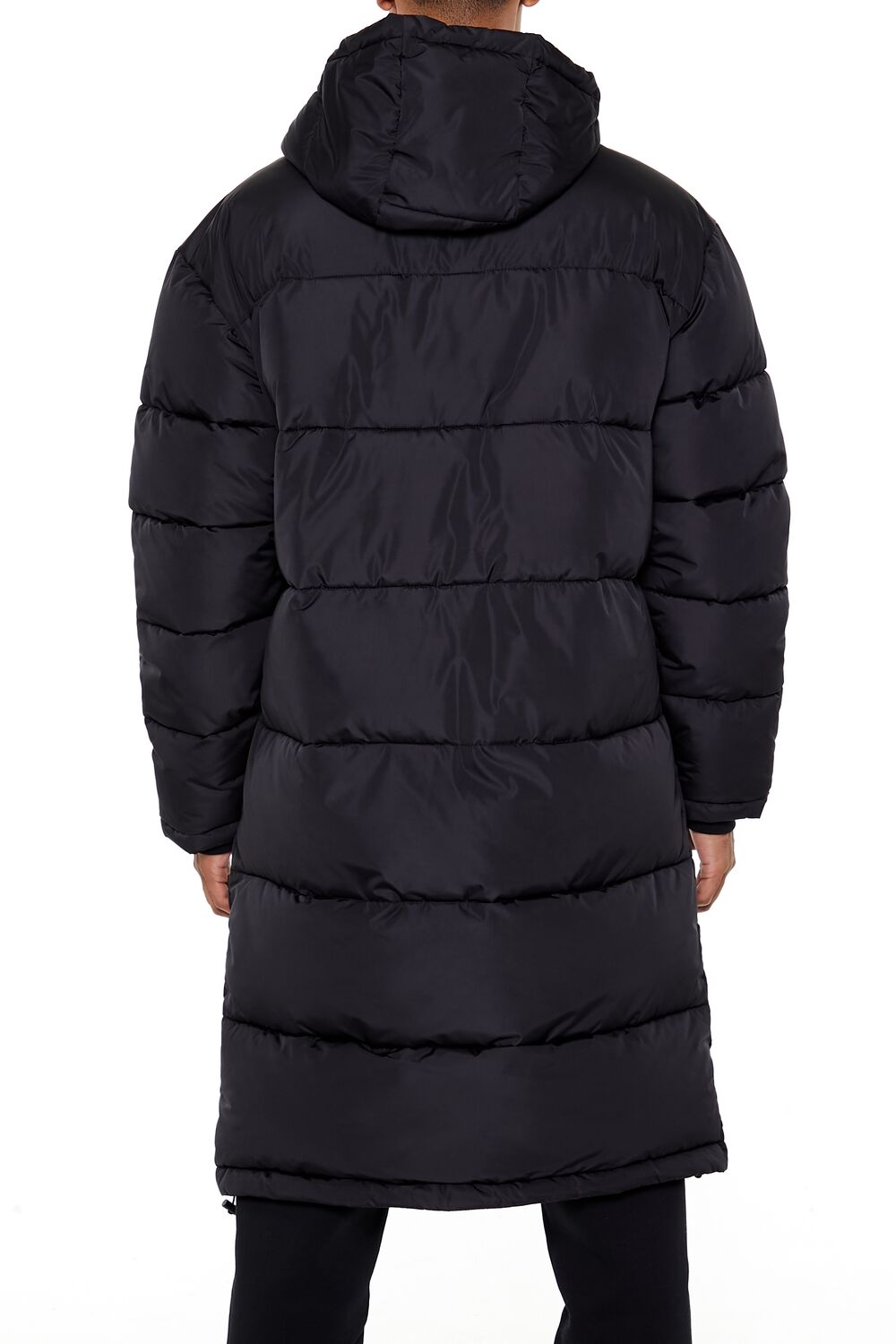  Forever 21 Hooded Longline Puffer Jacket - black-swatch - Bonton